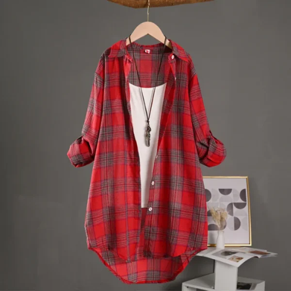 Women's Linen Blouse Vintage Chinese Style Buttoned Long Sleeve Shirt - Image 6