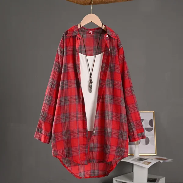 Women's Linen Blouse Vintage Chinese Style Buttoned Long Sleeve Shirt - Image 2