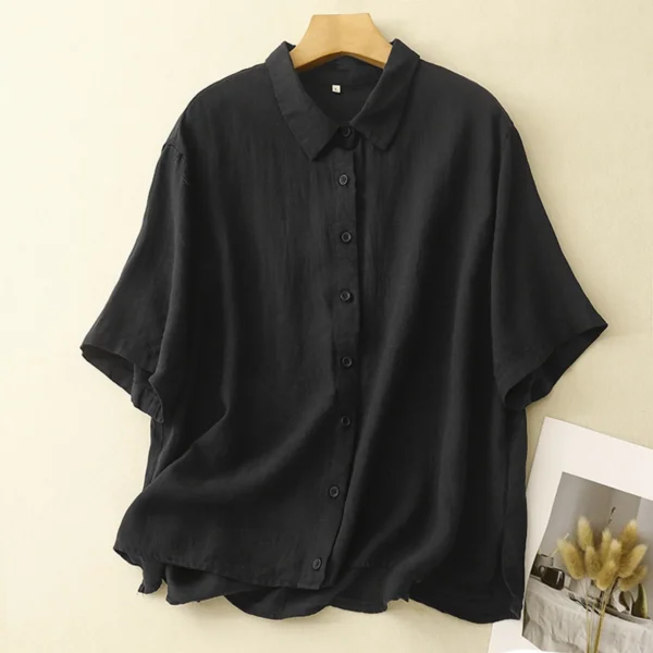 Loose White Cotton Linen Women’s Shirt Summer Office Daily Wear - Image 5