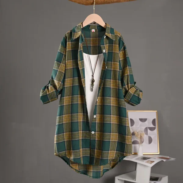 Women's Linen Blouse Vintage Chinese Style Buttoned Long Sleeve Shirt - Image 3
