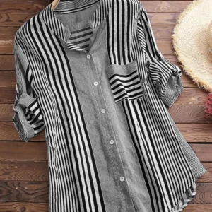 Plus Size Cotton Linen Short Sleeve Loose Button Blouse Women Tunic