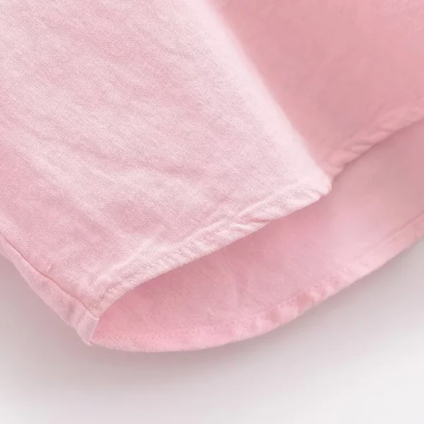Women Wide Sleeve Linen V-Neck Lapel Loose Comfortable Chic Blouse - Image 6