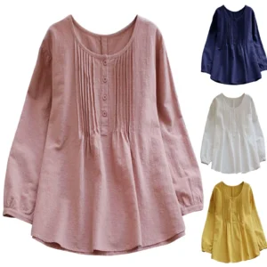 Autumn Cotton Linen Shirt Women Oversized Vintage Casual Long Sleeve